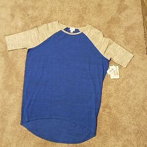 Lularoe Irma Blue/Grey Heathered Reglan Shirt XXS